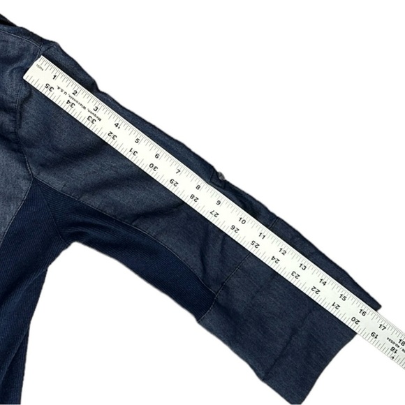 CAVALINI Blue Chambray Red Rose Embroidered Top Roll Tab Sleeve Button Up sz S - Picture 6 of 9